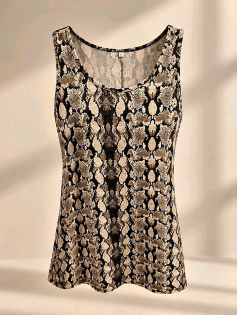 Snake Print Sleeveless Dress in Brown & Black